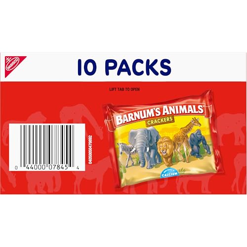 BARNUMS Original Animal Crackers, Kids Snacks, 10 Snack Packs (Pack of 2)