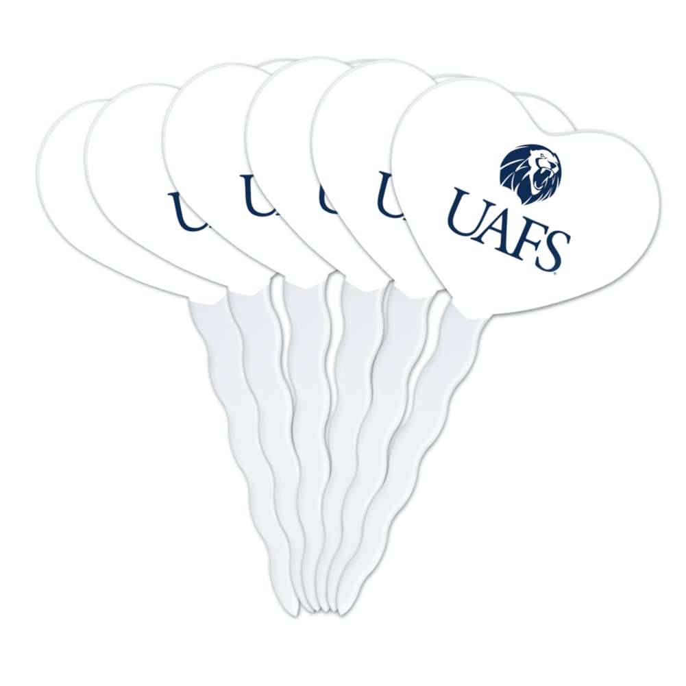 GRAPHICS & MORE Cupcake Toppers Set of 6 - University of Arkansas Fort Smith, Acrylic, Heart Love Design, One Size