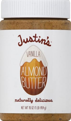 Justins Vanilla Almond Butter, Gluten-free, Non-GMO, Vegan, Sustainably Sourced, 16 Ounce Jar (Pack of 2)