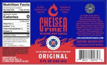 Chelsea Fire Wicked Hot Original Hot Sauce – Sweet And Spicy Tropical Heat, Gourmet Hot Sauce With Fresh Original Flavor – Perfect For Grilling, Marinades, And Dipping – 5 Fl Oz Bottle