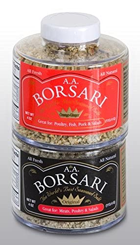 BORSARI Seasoned Salt Combo - Original & Orange Ginger - 4 oz Shaker Bottles - Gluten Free - Set of 2