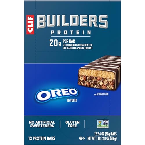 CLIF BUILDERS Protein Bars - OREO-Flavored - 20g Plant Based Protein - Gluten Free - Non-GMO - Low Glycemic - No Artificial Swee