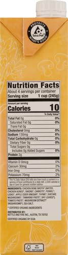 Kettle & Fire Organic Low Sodium Chicken Broth, 32 OZ (Pack of 4)