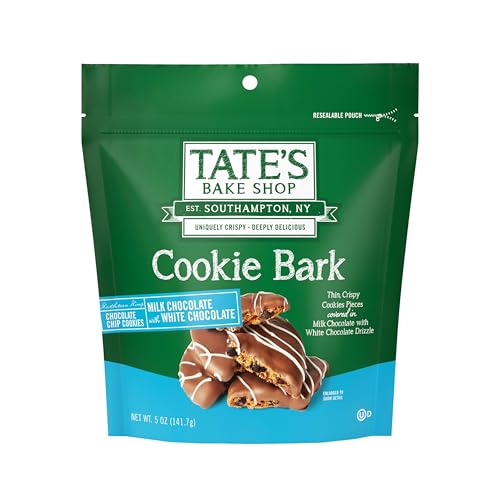 Tates Bake Shop Cookie Bark  Chocolate Chip Cookies in Milk Chocolate with White Chocolate Drizzle  4-5 oz Bags