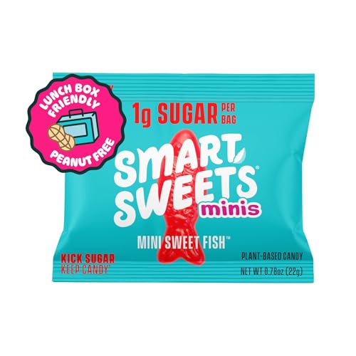 SmartSweets Sweet Fish Minis Snack Pack | 0.78 oz (Pack of 8) | Low Sugar and Calorie Sweet Gummy Candy | Healthy Snacks for Kid
