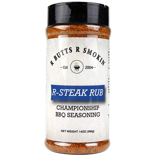 R BUTTS R SMOKIN R-Steak Rub - Championship BBQ Seasoning - Large 14.0 Ounce