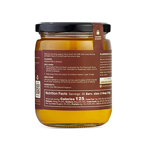 TWO BROTHERS ORGANIC FARMS - Desi Cow Ghee (500 Ml) | Cultured Cow Desi Ghee | Curd-Churned Bilona Ghee | Pure, Natural, And Hea