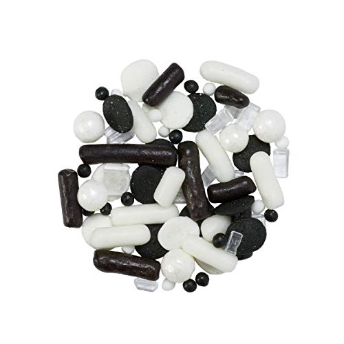 DecoPac Graduation Fusion Mix Candy Sprinkles, 26oz, Fancy Sprinkles in Handheld Container, Edible Black And White Sprinkles For