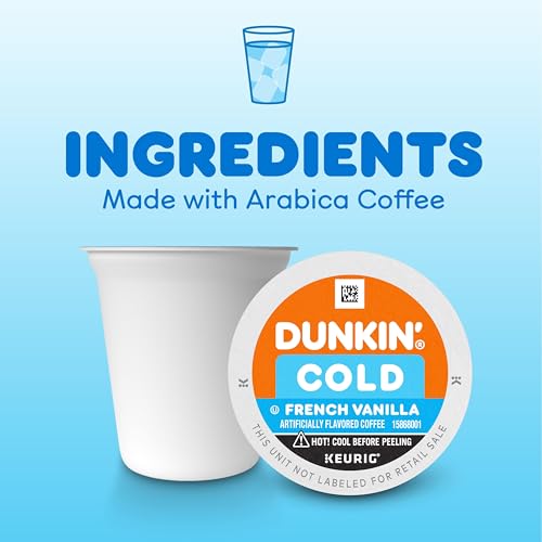Dunkin Cold French Vanilla Flavored Coffee, 60 Keurig K-Cups