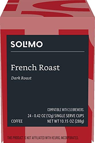 Solimo Coffee Pods, French Roast, Compatible with Keurig 2.0, 24 Count