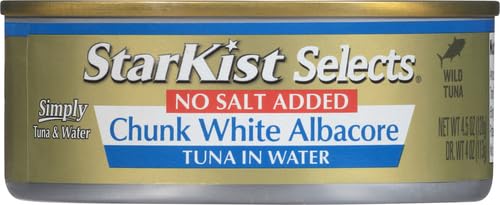 StarKist Selects No Salt Added Chunk White Albacore Tuna in Water - 4.5 oz Can (Pack of 5)