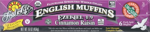 Food For Life Flourless Sprouted English Muffins, Cinnamon Raisin, 16 oz (Frozen)