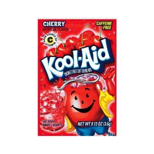 Kool-Aid Soft Drink Mix - Cherry Unsweetened, Caffeine Free, 0.13 oz/envelope, Pack of 15