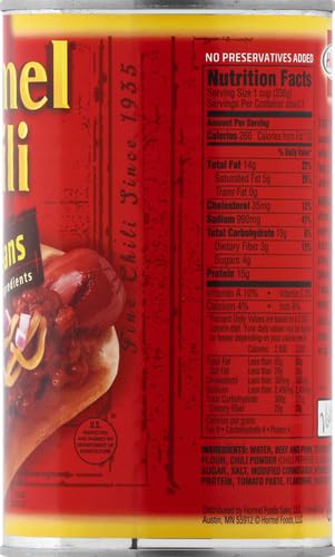 HORMEL Chili No Beans, 25 oz (Pack of 4)