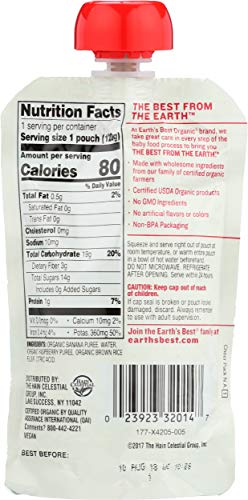 Earth'S Best Organic Stage 2 Batby Food, Banana, Raspberry & Brown Rice, Pouch, 4.2 Oz