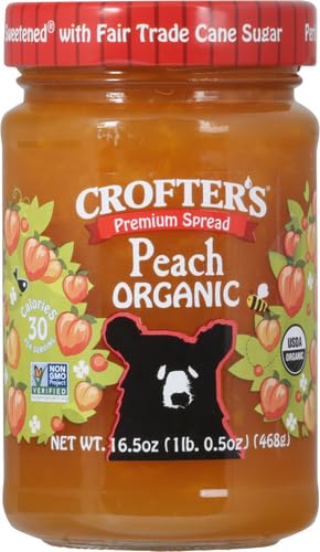 Crofters Peach Organic Premium Spread, 16.5 Oz, 100% Organic, Sweet Fruit Spread