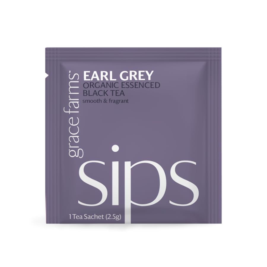 Grace Farms Organic Earl Grey Black Tea, (100 Enveloped Pyramid Sachets w/String & Tag) | Bergamot Oil | Fairtrade & Kosher | Gi