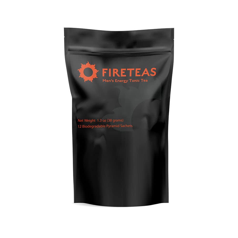 FIRE TEAS Mens Energy Tonic Tea - Gunpowder Green Tea, Cardamom, Cinnamon, Ginger, Saffron - Power Tea for Men-