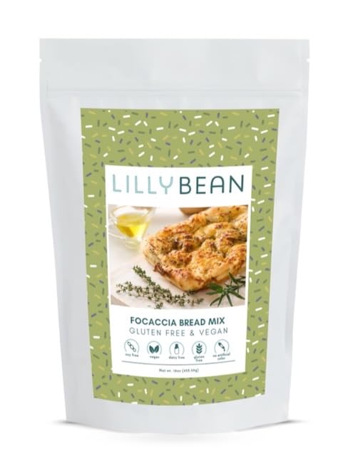 LillyBean Gluten Free Focaccia Bread Mix - Vegan, Dairy & Soy Free, 16oz