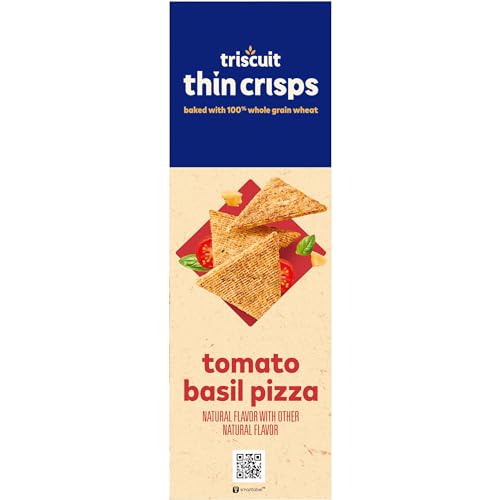 Triscuit Thin Crisps Tomato Basil Pizza Whole Grain Wheat Crackers, Lunch Snacks, Bulk Snack Crackers, 6-7.1 oz Boxes