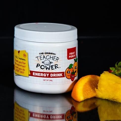 TEACHER POWER Sugar Free Energy Drink, Fruit Punch, 70 Servings, 246 Grams, 100mg Caffeine with B Vitamins