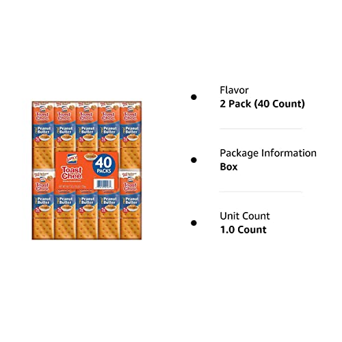 Lance Toast Chee Peanut Butter Crackers, 2 Pack Of 20 (40 Ct.)