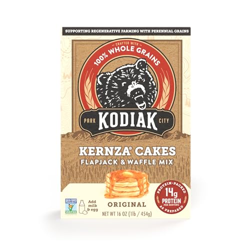Kodiak Kernza Power Cakes, Pancake & Waffle Mix, Original, High Protein,100% Whole Grains (Pack of 6)