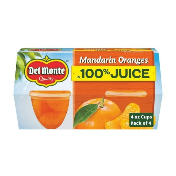 Del Monte Mandarin Orange in Light Syrup 4 - 4 oz cups (Pack of 6)