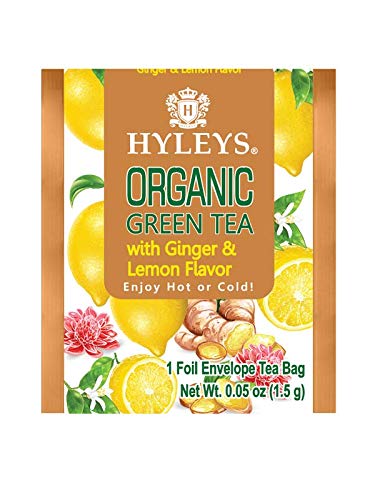 Hyleys Organic Green Tea Ginger and Lemon Flavor - 25 Tea Bags