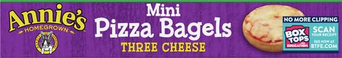 Annies Frozen Mini Pizza Bagels, Three Cheese, Snacks, 9 Ct, 6.65 oz