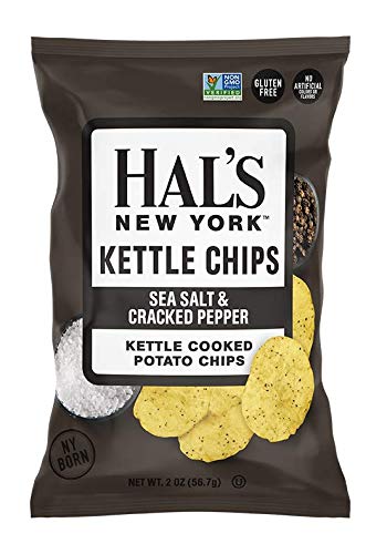Hals New York Kettle Cooked Gluten Free Sea Salt & Cracked Pepper Flavored Potato Chip Crisps, 2 Oz (Pack of 6)