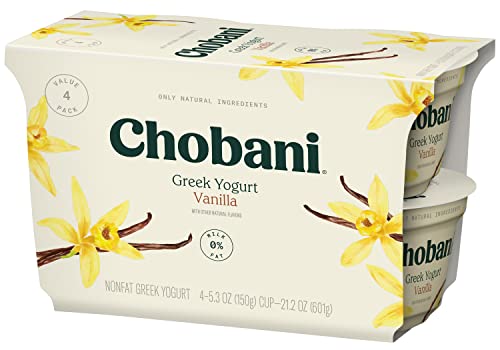 Chobani Non-Fat Greek Yogurt Vanilla Blended 5.3oz 4-pack