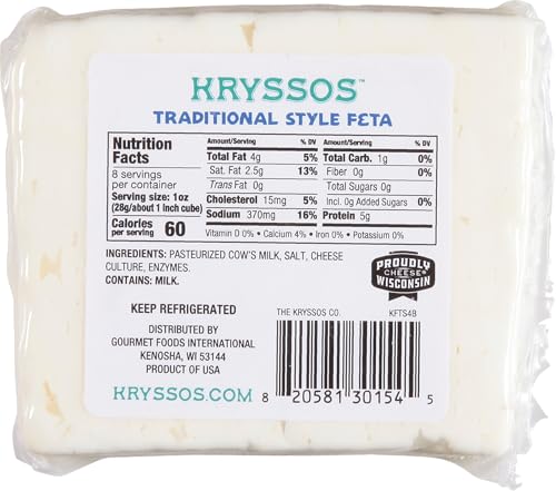 Kryssos Traditional Feta Cheese, 8 oz