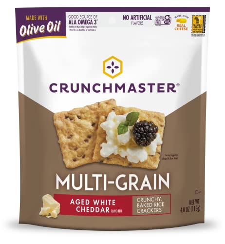 Crunchmaster Multi-Grain Crackers Aged White Cheddar, Gluten Free, 4 Ounce (Pack of 12)