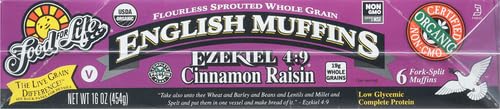 Food For Life Flourless Sprouted English Muffins, Cinnamon Raisin, 16 oz (Frozen)