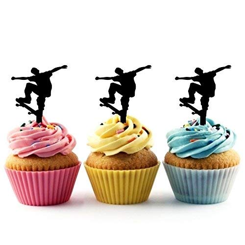 Extreme Skateboard Acrylic Cupcake Toppers 12 Pcs