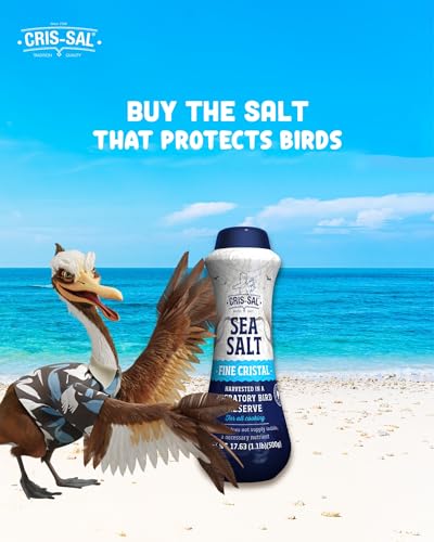 CRIS-SAL Gourmet Sea Salt, Full Flavor Natural Grain, 17.63 Oz, Clear White/Blue