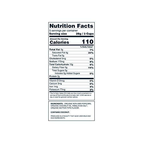 Lesserevil Himalayan Gold Organic Popcorn, No Artificial Ingredients, Coconut Oil, Pack Of 5, 5 Oz Bags