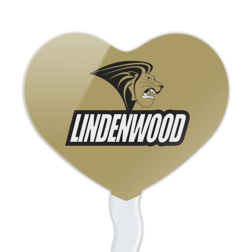 GRAPHICS & MORE Cupcake Picks Toppers Set of 6, Acrylic, Lindenwood University Heart Design, One Size