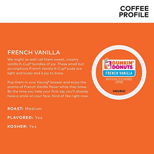 Dunkin' Donuts K Cup, French Vanilla, 0.37 Ounce, 24 Count
