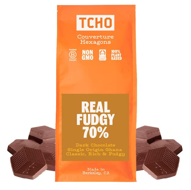 TCHO Real Fudgy 70% Dark Chocolate Baking Couvertures (6.6lb Bag) | Organic & Fair Trade Certified | Non GMO, Non-Dairy, Vegan, 