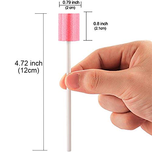 50 Disposable Oral Care Swabs, Sponge Dental Swabsticks Unflavored Sterile(Pink)
