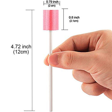 50 Disposable Oral Care Swabs, Sponge Dental Swabsticks Unflavored Sterile(Pink)