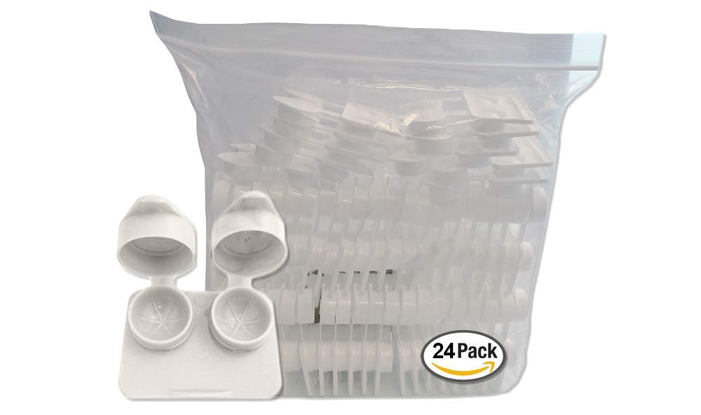 Amcon Contact Lenses Cases Flat Ribbed Extra Deep Well - White, 24 Pack
