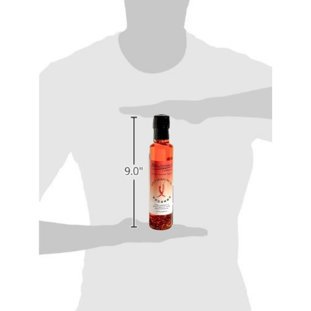 Benissimo Spicy Sriracha Oil - 8.45 Fl Oz - Flavorful Hot Sauce for Cooking and Dipping