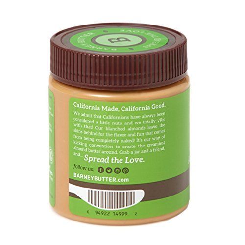Barney Butter Crunchy Almond Butter, 10 Ounce Jar, Skin-Free, Non-GMO, Gluten Free, Keto, Paleo, Vegan