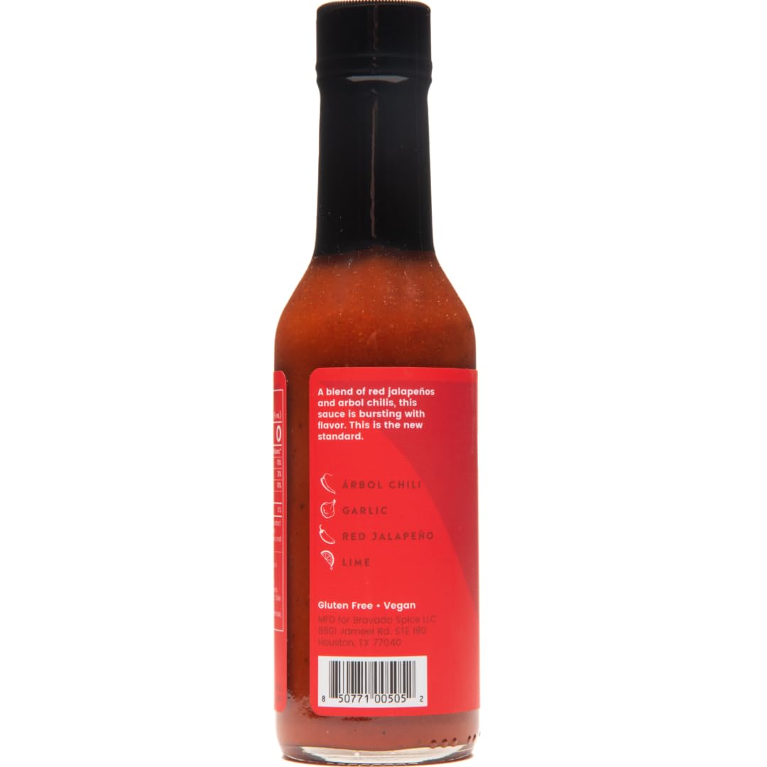 Arbol Chili and Garlic Hot Sauce By Bravado Spice Gluten Free, Vegan, Low Carb, Paleo Hot Sauce All Natural 5 oz Hot Sauce Bottl