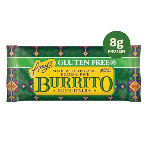 Amys Frozen Meals, Vegan and Gluten Free Burrito, Non Dairy Burrito Made With Organic Beans and Rice, Microwave Meals, 5.5 Oz
