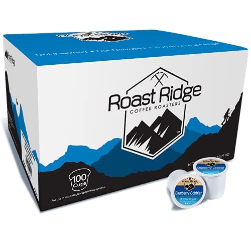 Roast Ridge Single Serve Coffee Pods, Blueberry Cobbler, Medium Roast, 100 Count, Compatible with Keurig K-Cup malt-inspired