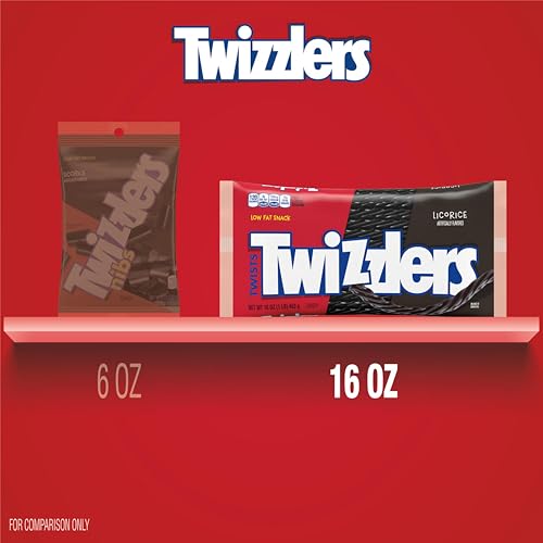 Twizzlers Twists Licorice Flavored, Low Fat Candy Bags, 16 Oz (12 Count)